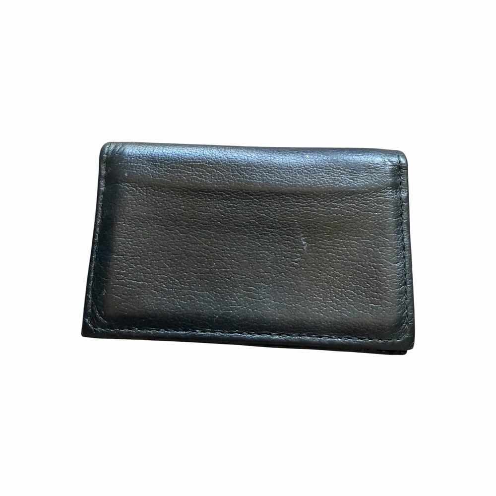 Vintage Genuine Cowhide Black Leather Business Card Holder Made in USA